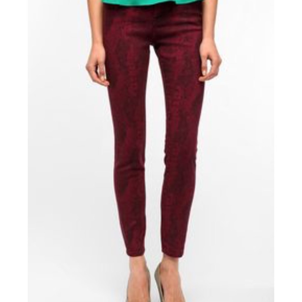 BDG Cigarette high rise jean in beet red snake